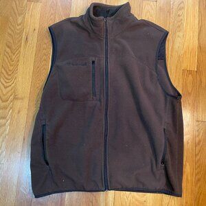 Timberland Fleece Brown Vest Full Zip Pockets Mens Large